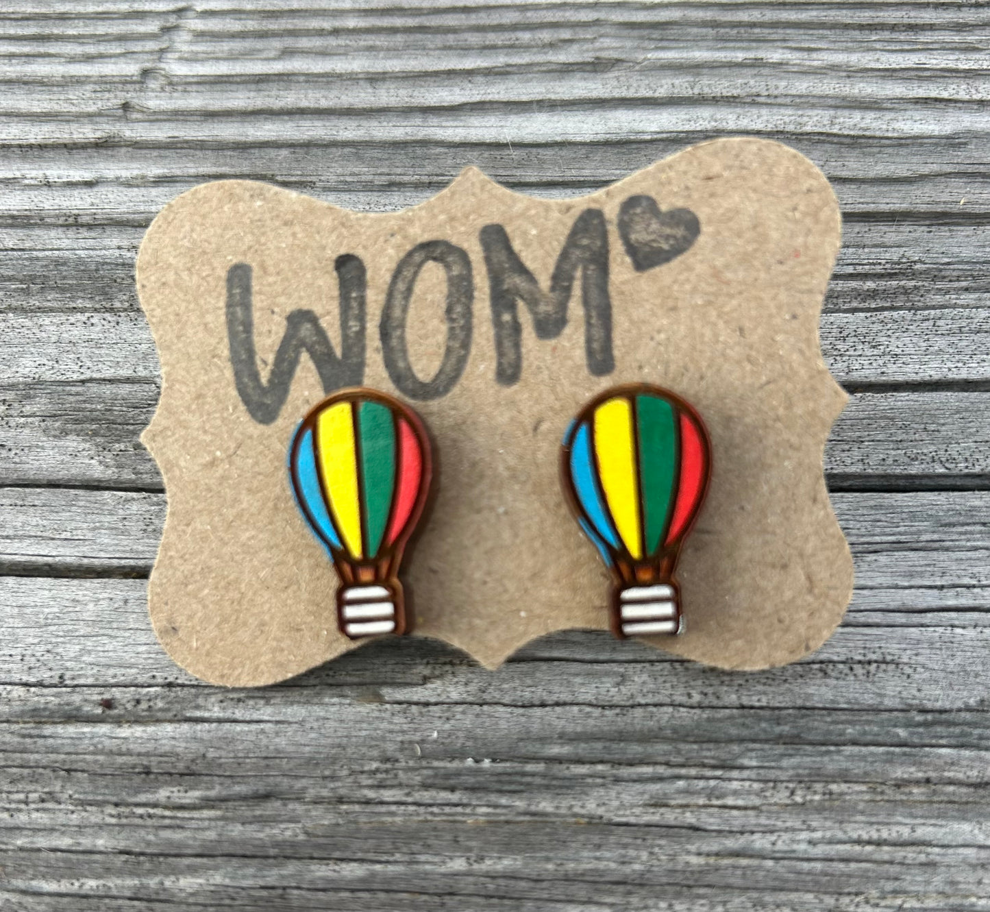 Hot Air Ballon Wooden Stud Earrings