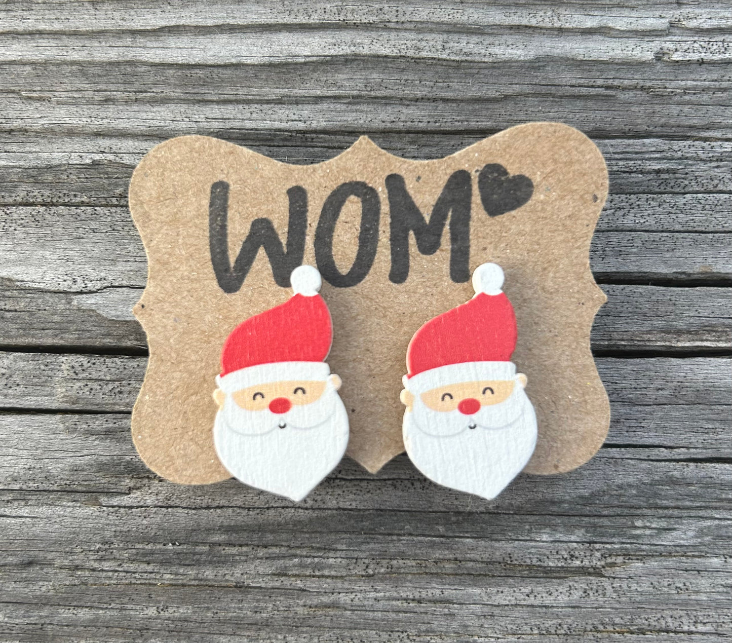 Santa Claus Wooden Stud Earrings