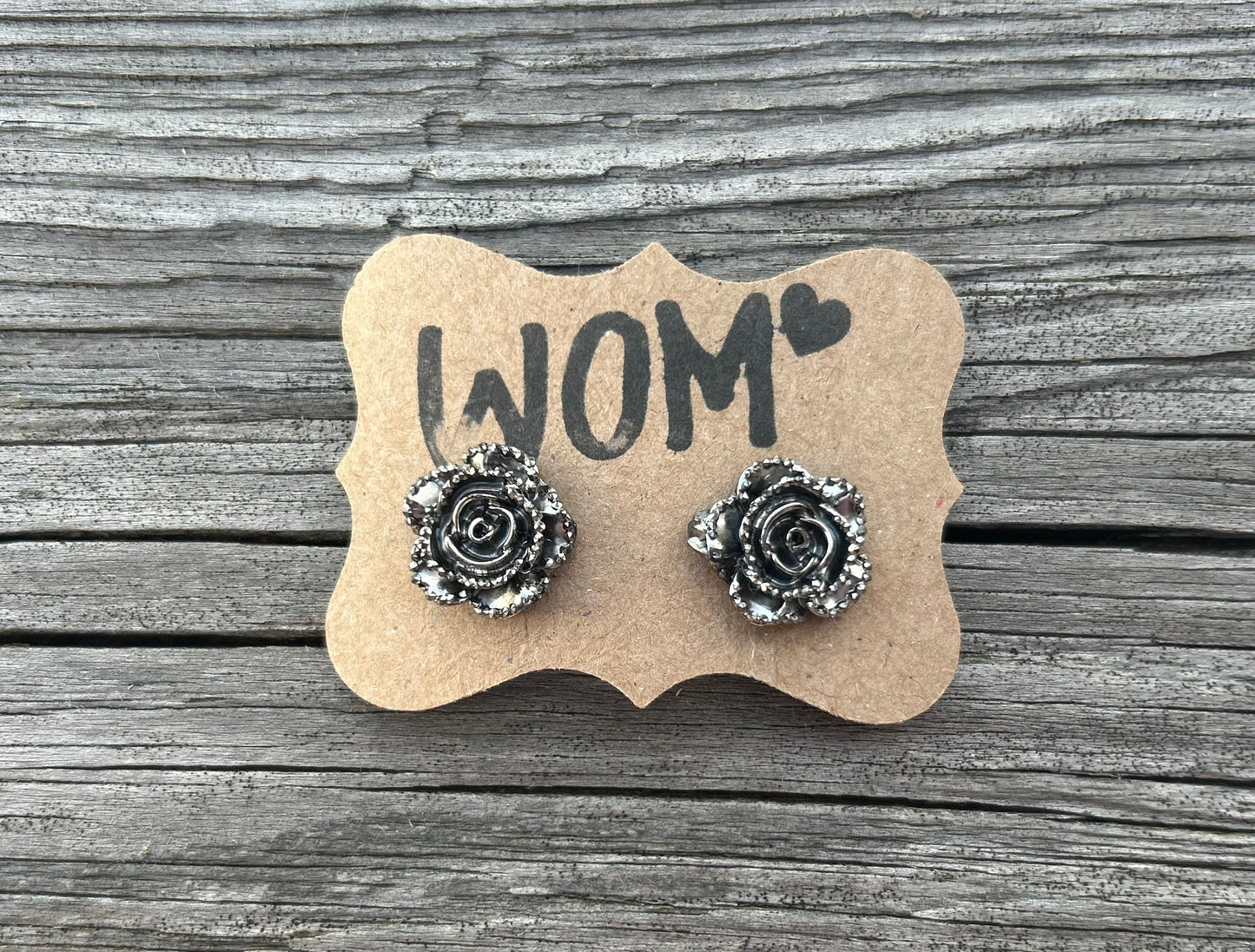Metalic Resin Rose Stud Earrings