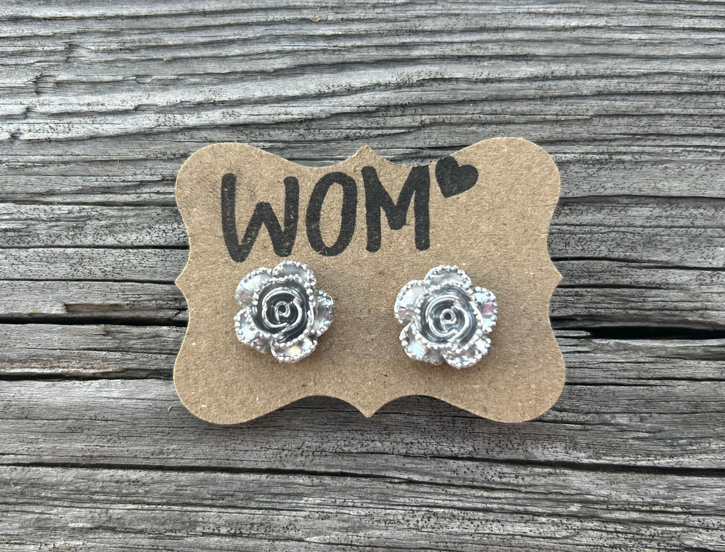 Metalic Resin Rose Stud Earrings