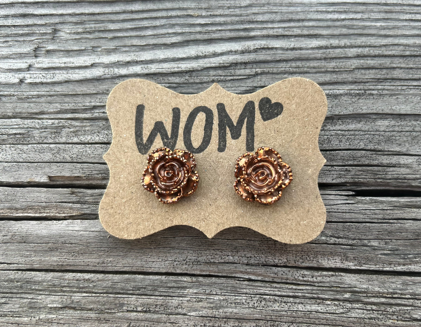 Metalic Resin Rose Stud Earrings