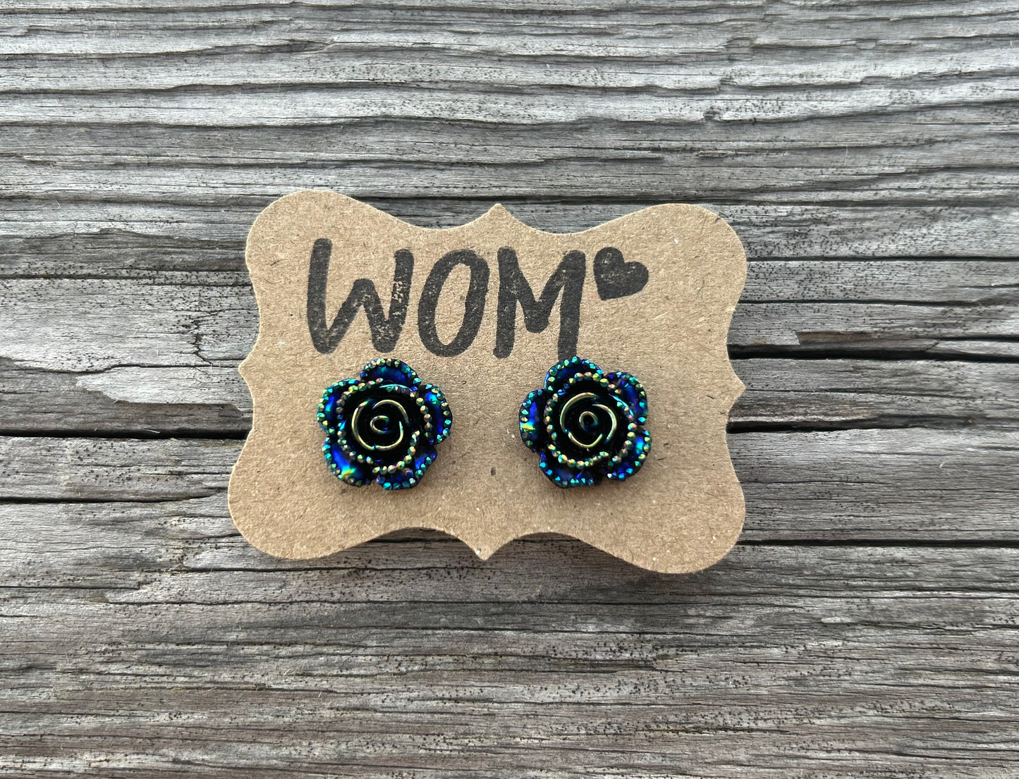 Metalic Resin Rose Stud Earrings