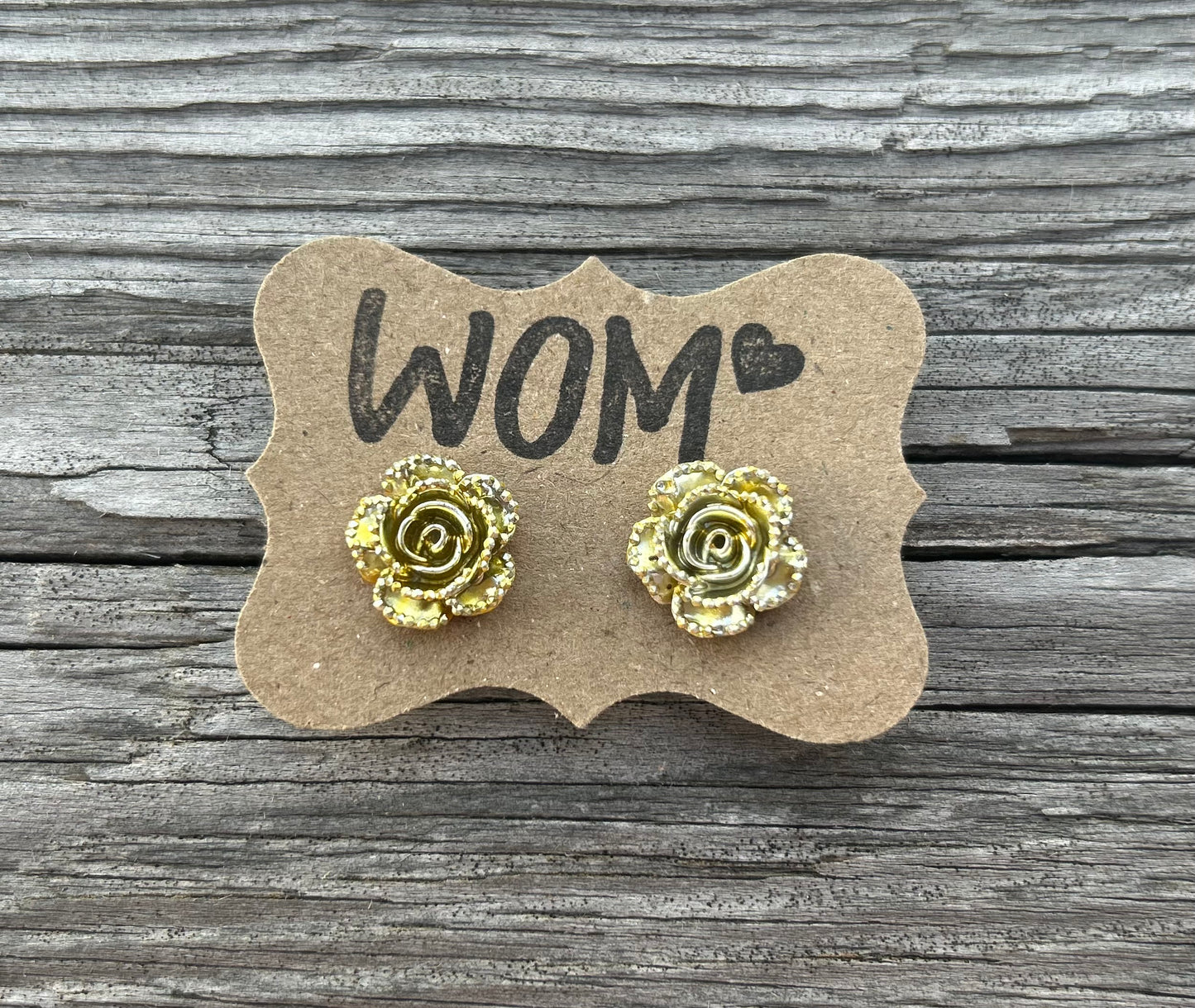 Metalic Resin Rose Stud Earrings