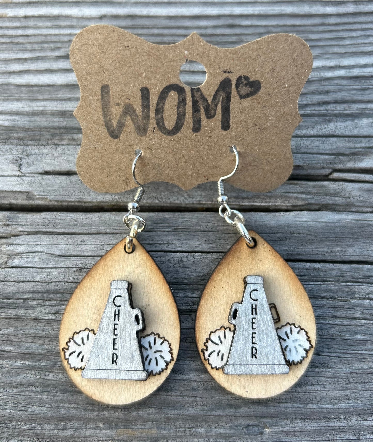 Cheerleading Wooden Dangle Earrings