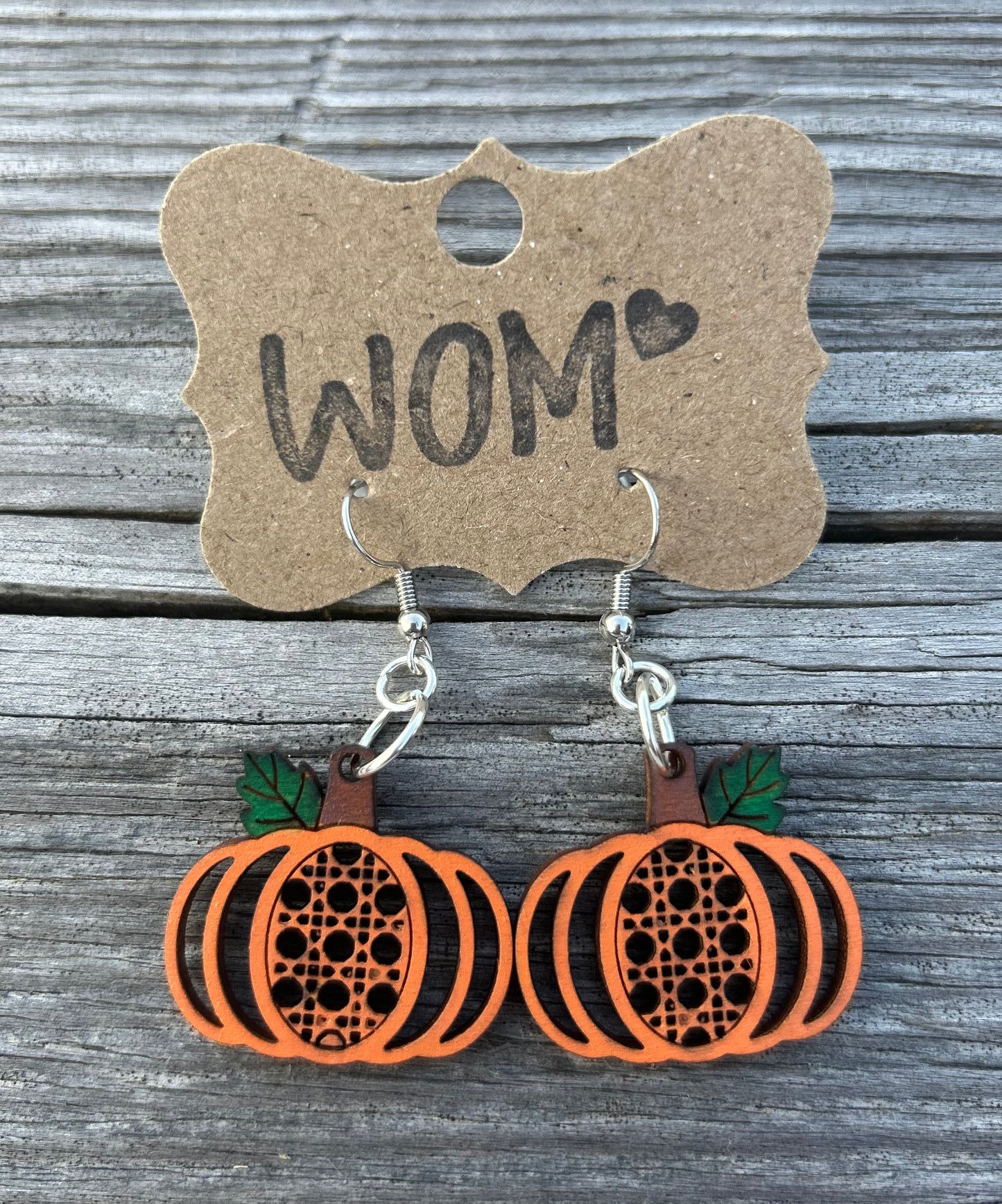 Rattan Pumpkin Wooden Dangle Earrings