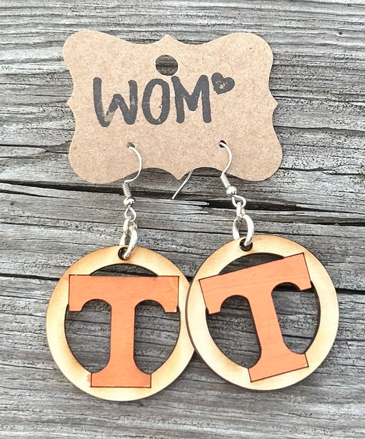 Power T Wooden Dangle Earrings