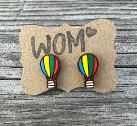 Hot Air Ballon Wooden Stud Earrings