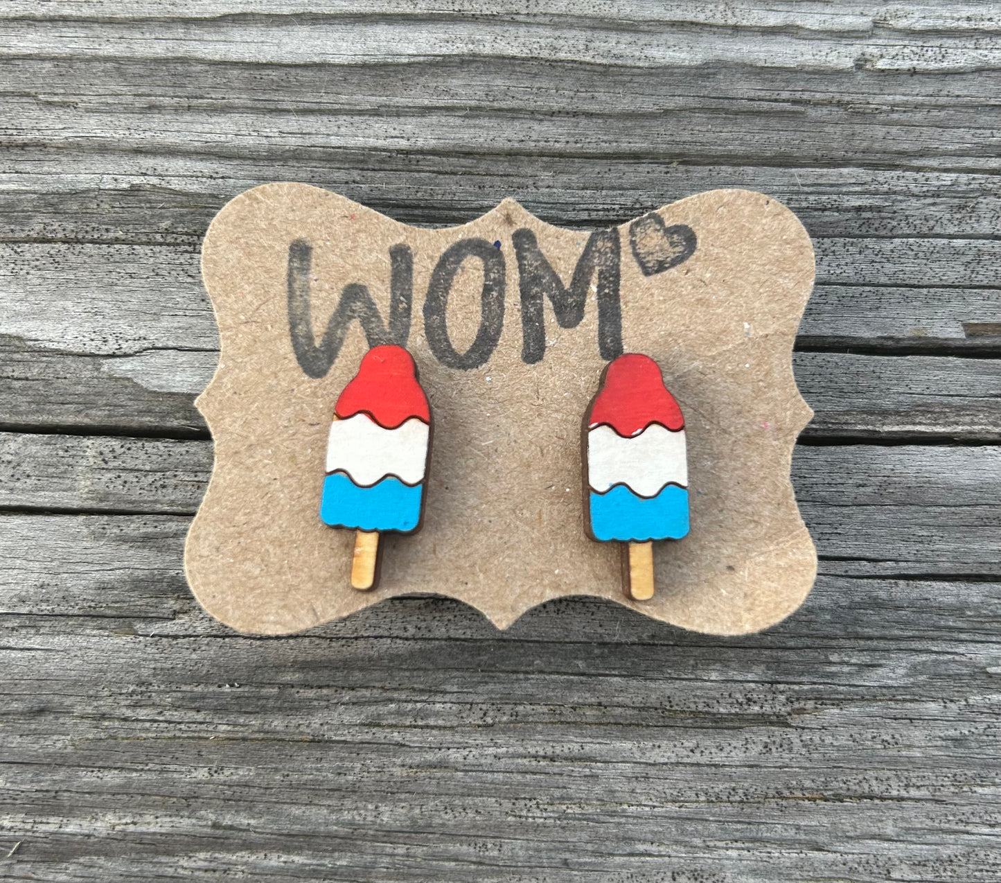 Bomb Pop Wooden Earring Stud