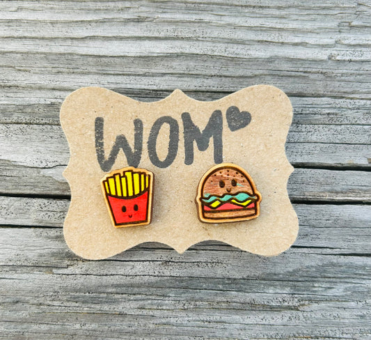 Hamburger & Fries Mix and Match Stud Earrings