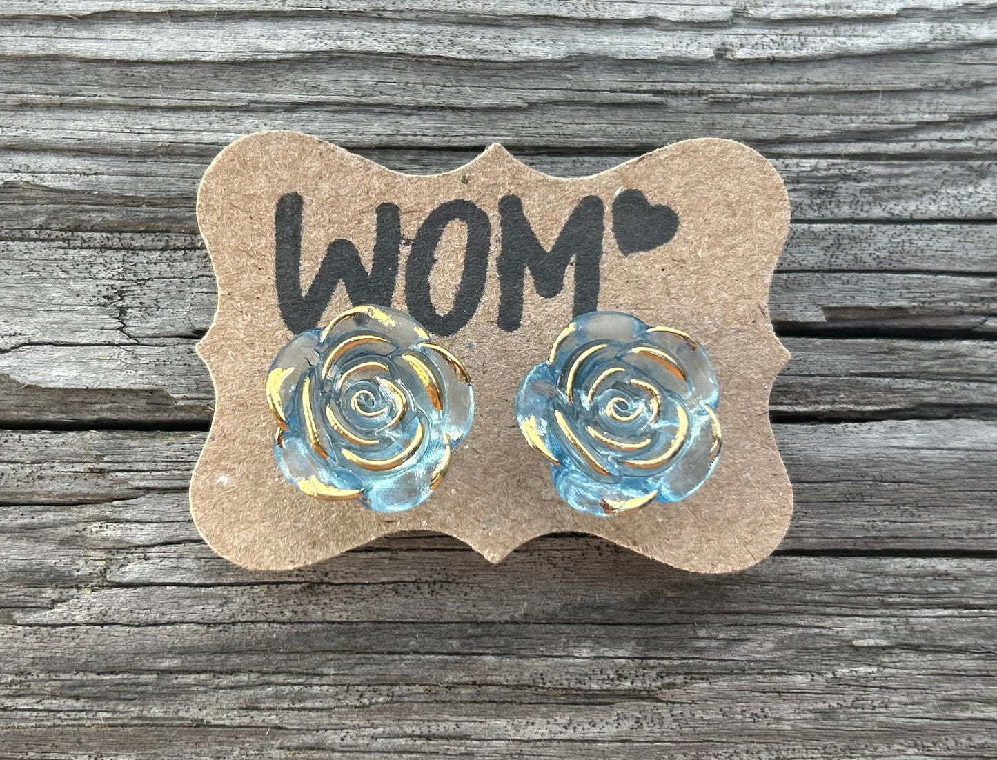 Golden Dipped Resin Rose Stud Earrings