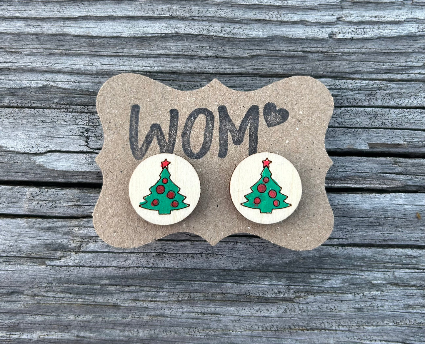 Pillsbury Christmas Sugar Cookie Wooden Stud Earrings