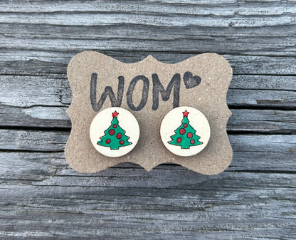 Pillsbury Christmas Sugar Cookie Wooden Stud Earrings