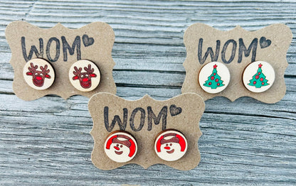 Pillsbury Christmas Sugar Cookie Wooden Stud Earrings