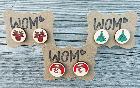 Pillsbury Christmas Sugar Cookie Wooden Stud Earrings