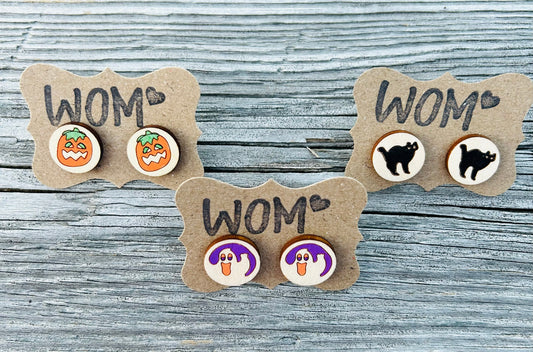 Pillsbury Halloween Sugar Cookie Wooden Stud Earrings