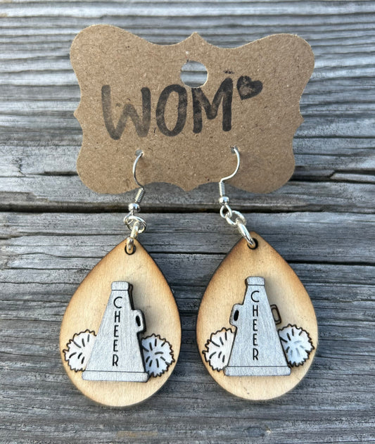 Cheerleading Wooden Dangle Earrings