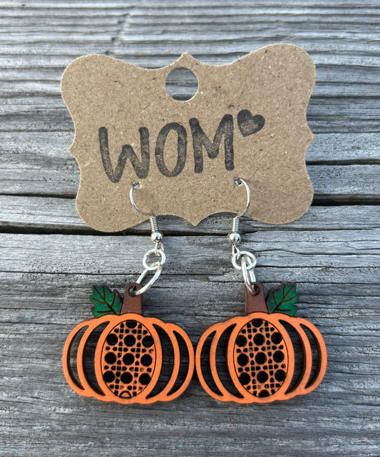 Rattan Pumpkin Wooden Dangle Earrings