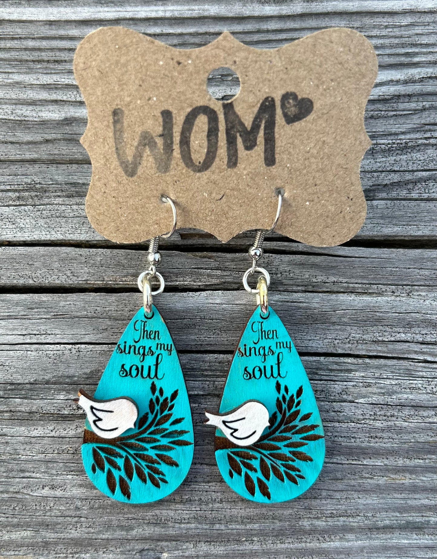 It is Well Bird Wooden Dangle Earrings