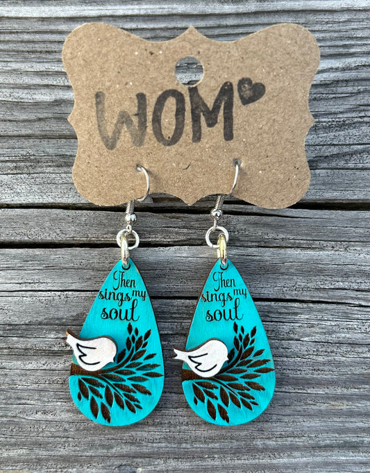It is Well Bird Wooden Dangle Earrings