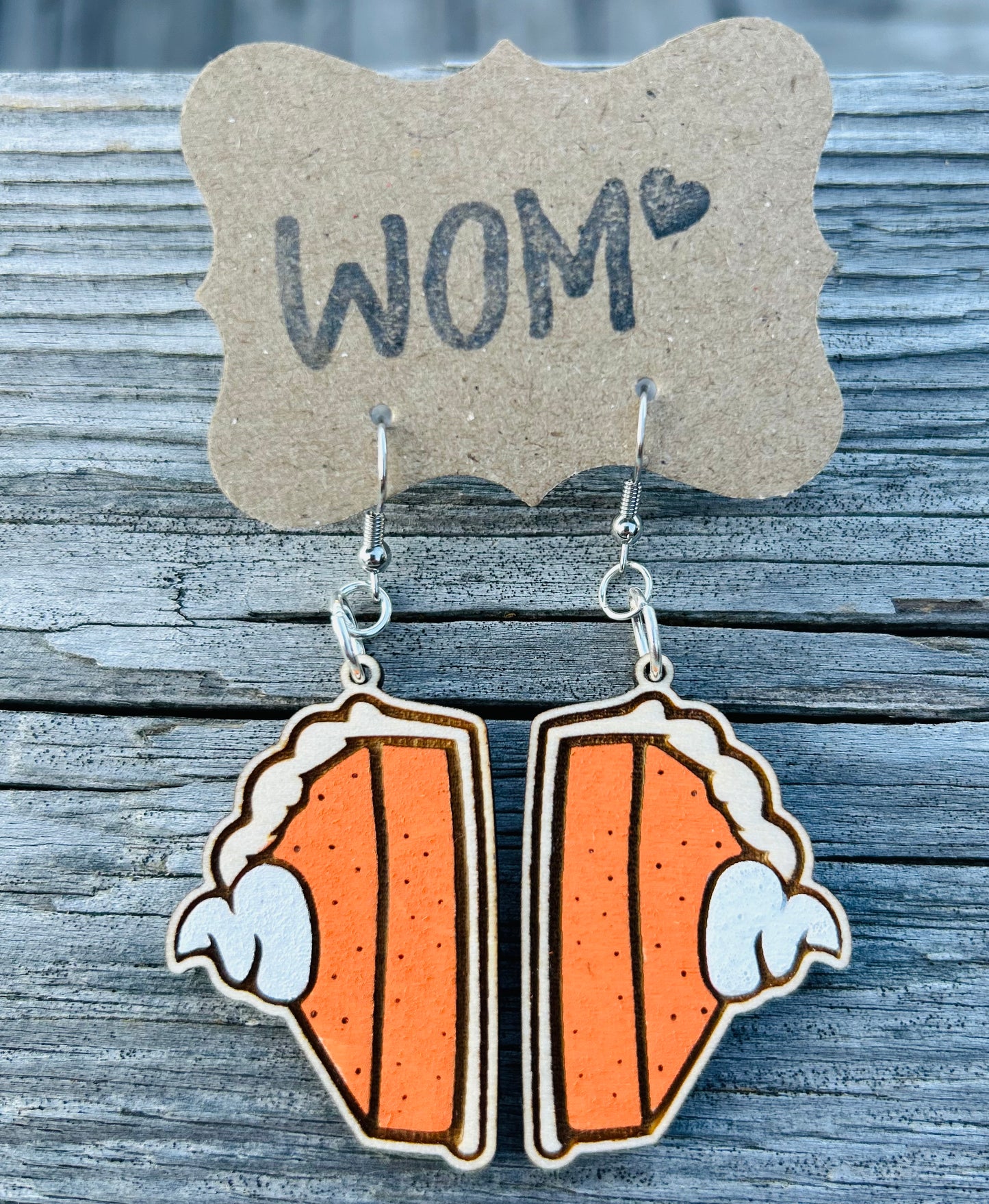 Pumpkin Pie Wooden Dangle Earrings