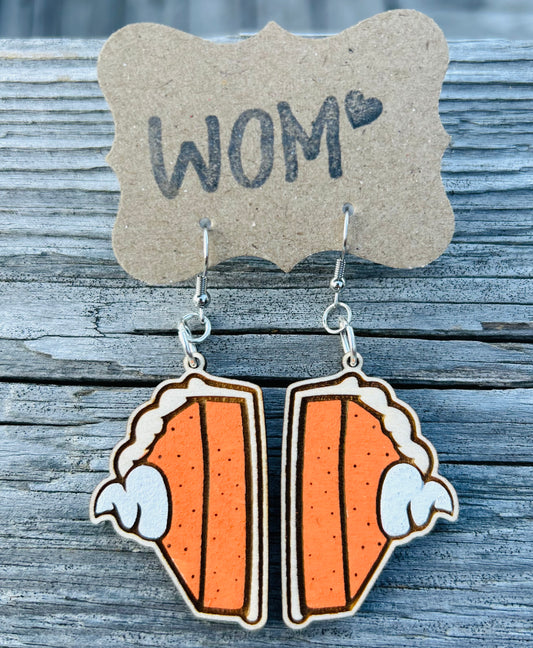 Pumpkin Pie Wooden Dangle Earrings