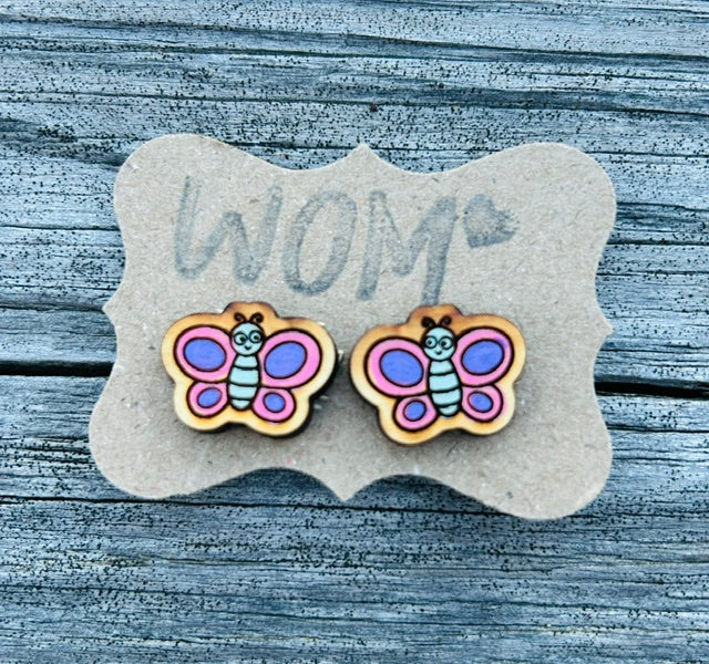 Butterfly Wooden Stud Earrings