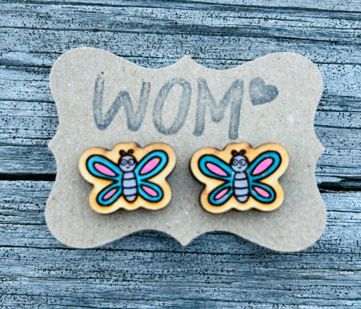 Butterfly #2 Wooden Stud Earrings