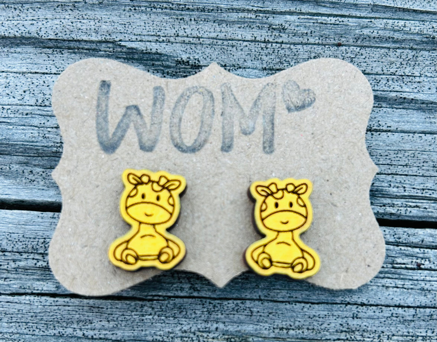 Giraffe Wooden Stud Earring