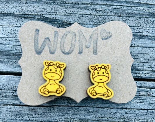 Giraffe Wooden Stud Earring